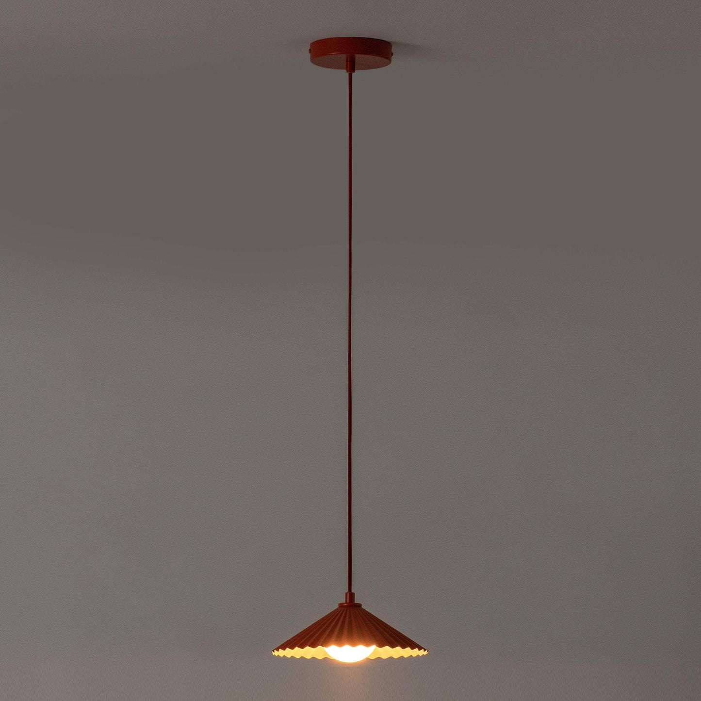 Burnt Orange Small Pleat Pendant Ceiling Light