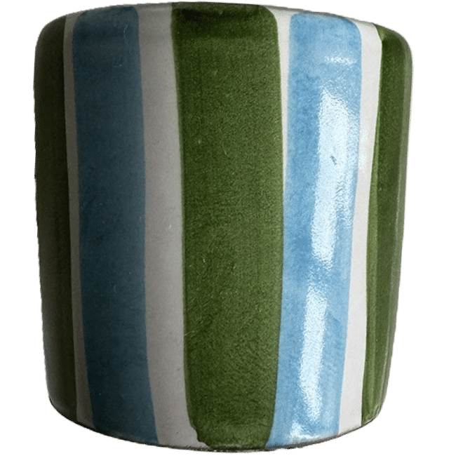 Coffee Cup – Blue and Green Stripes