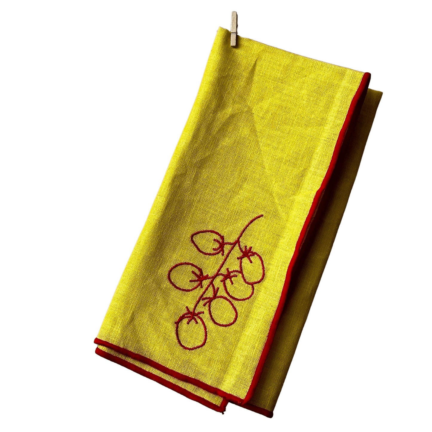 Linen Embroidered Napkins | 'Vine Tomatoes'
