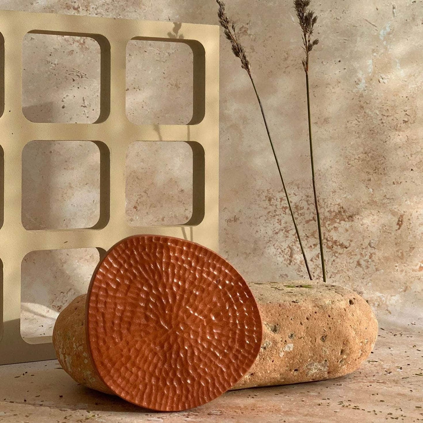 Two Round Coasters - Burnt Ochre