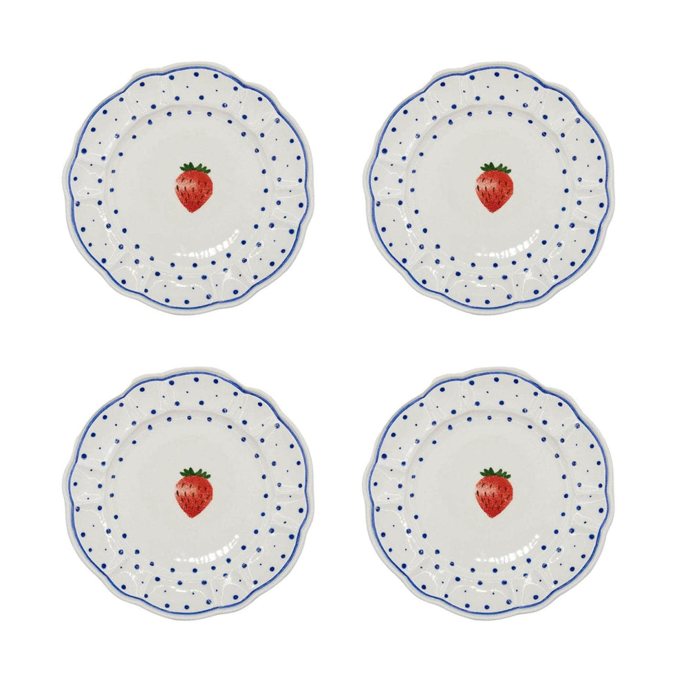 Tutti Frutti Polka Dot Side Plate, Strawberry, Set Of 4
