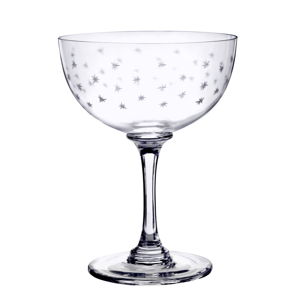 Crystal Champagne Saucers with Stars Design
