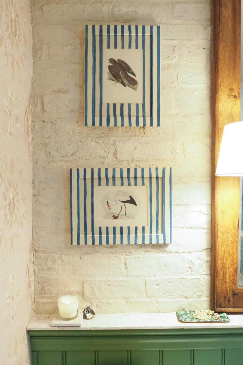 Antique Bird in Hand Painted Frame