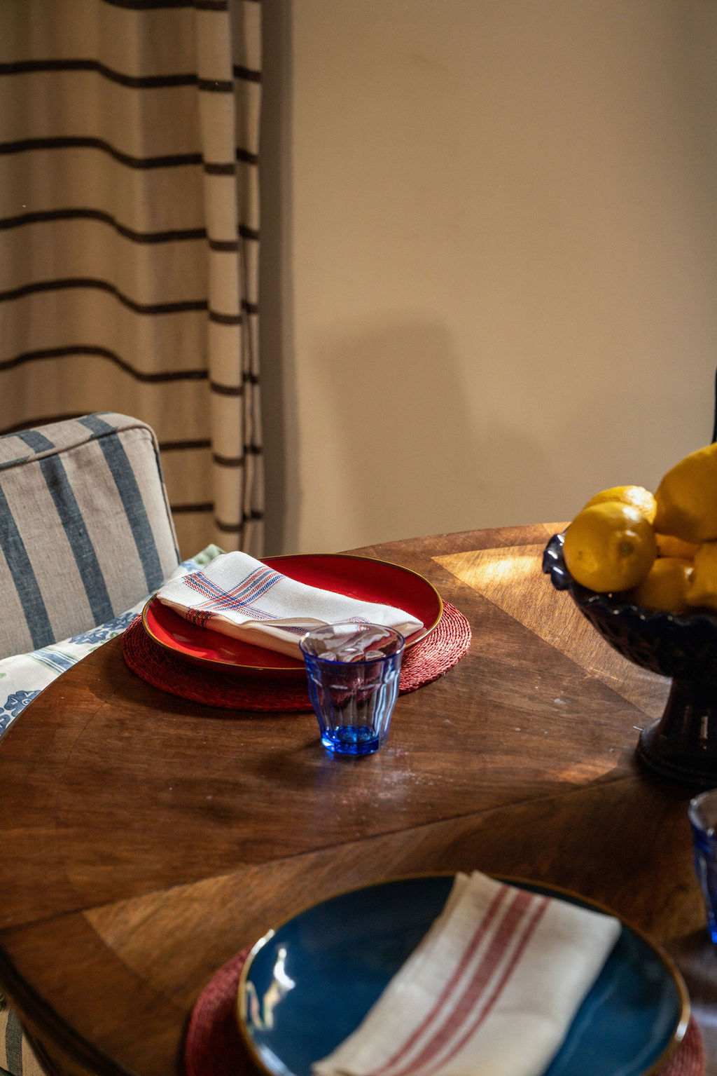 Set of 6 French Red Stripe Napkins