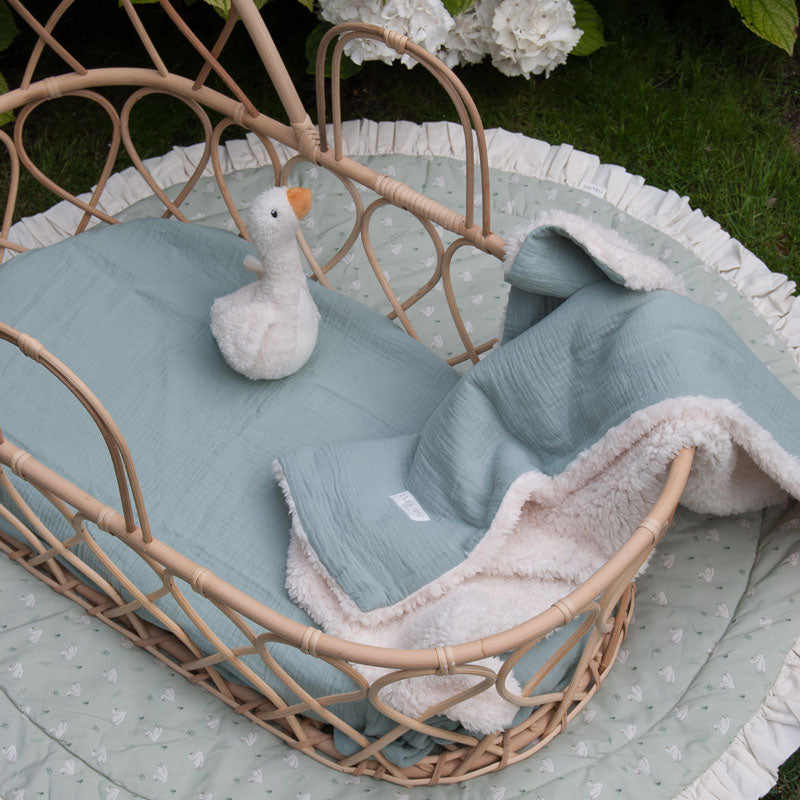 Organic Sherpa Muslin Baby Blanket - Sage