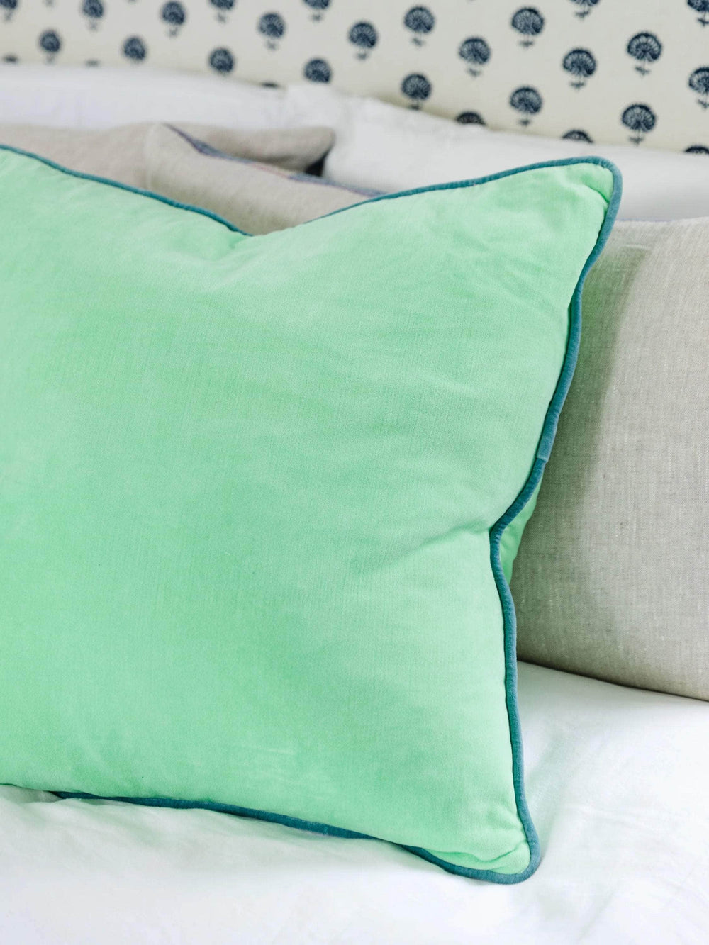 Charliss Velvet Pillow - Mint + Aqua