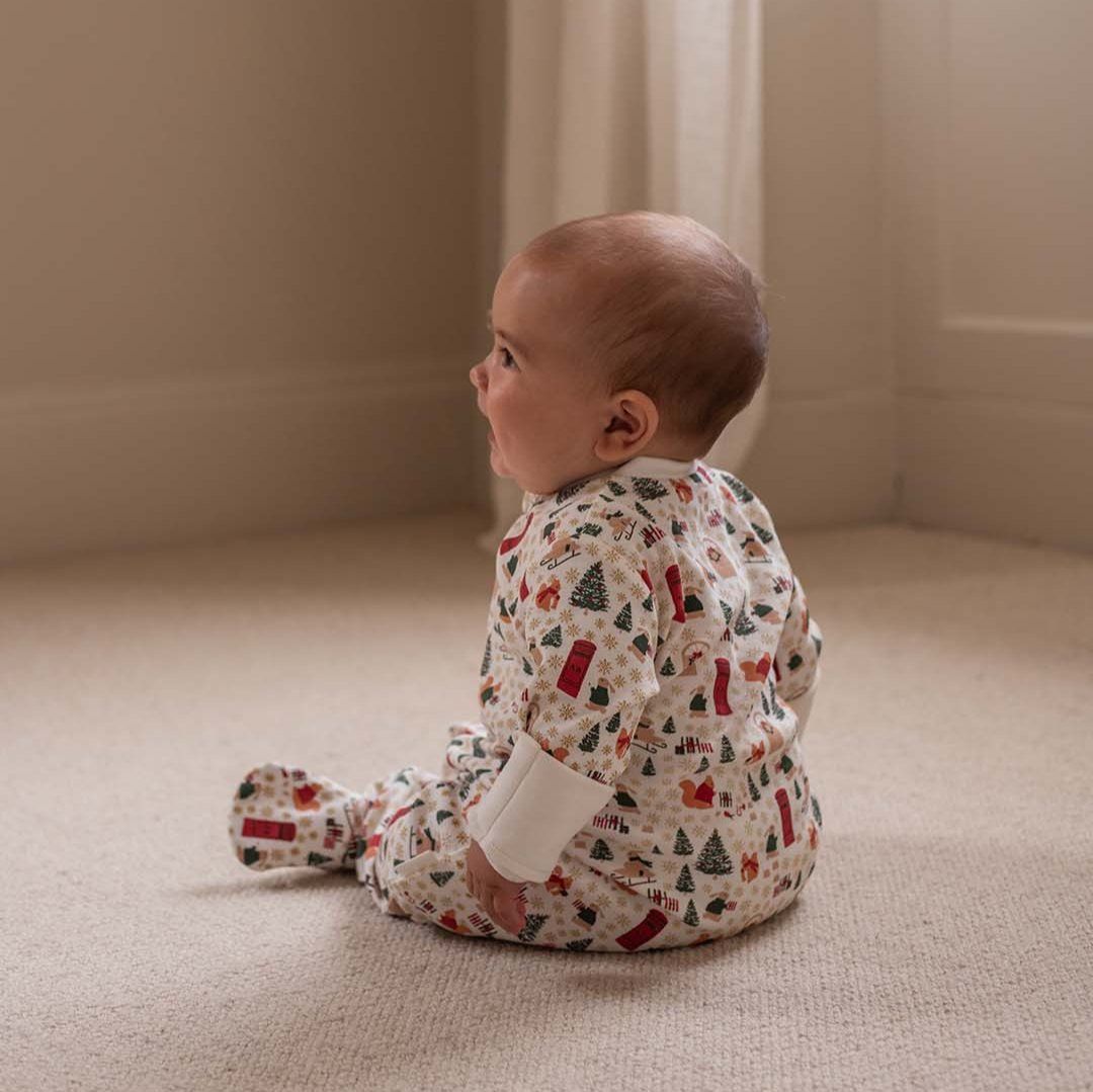 Christmas Baby Jersey Sleepsuit - Festive Forest