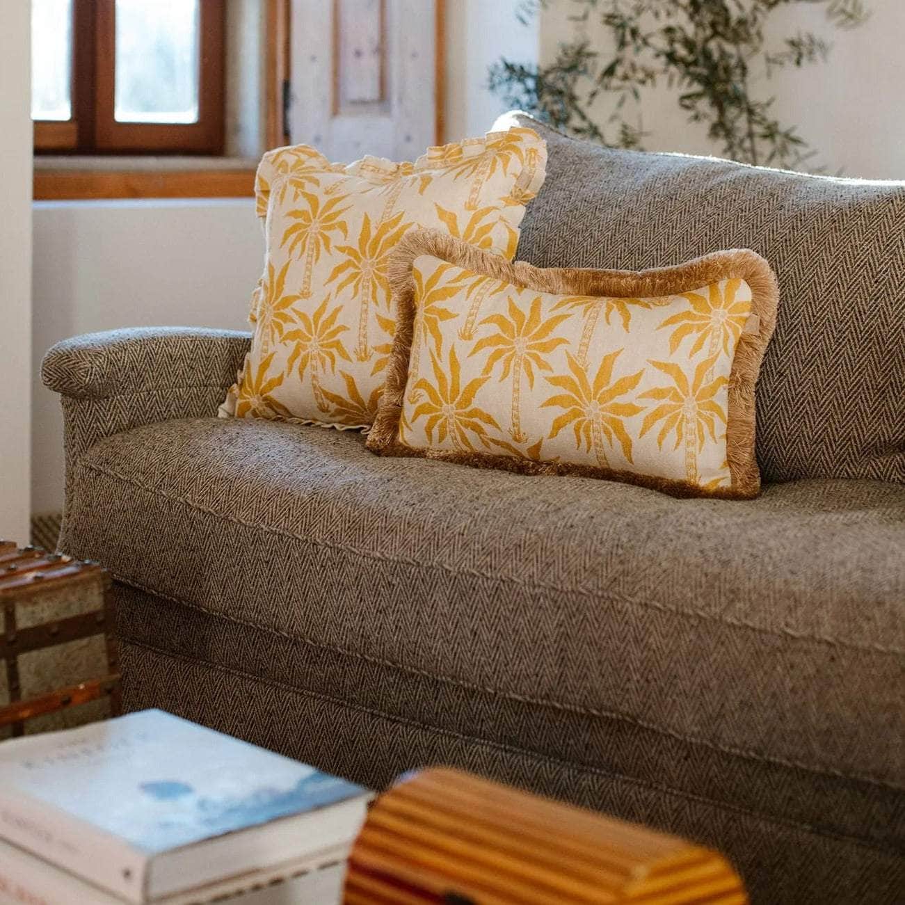 Cushion Laura Mustard & Ecru (50x30cm)
