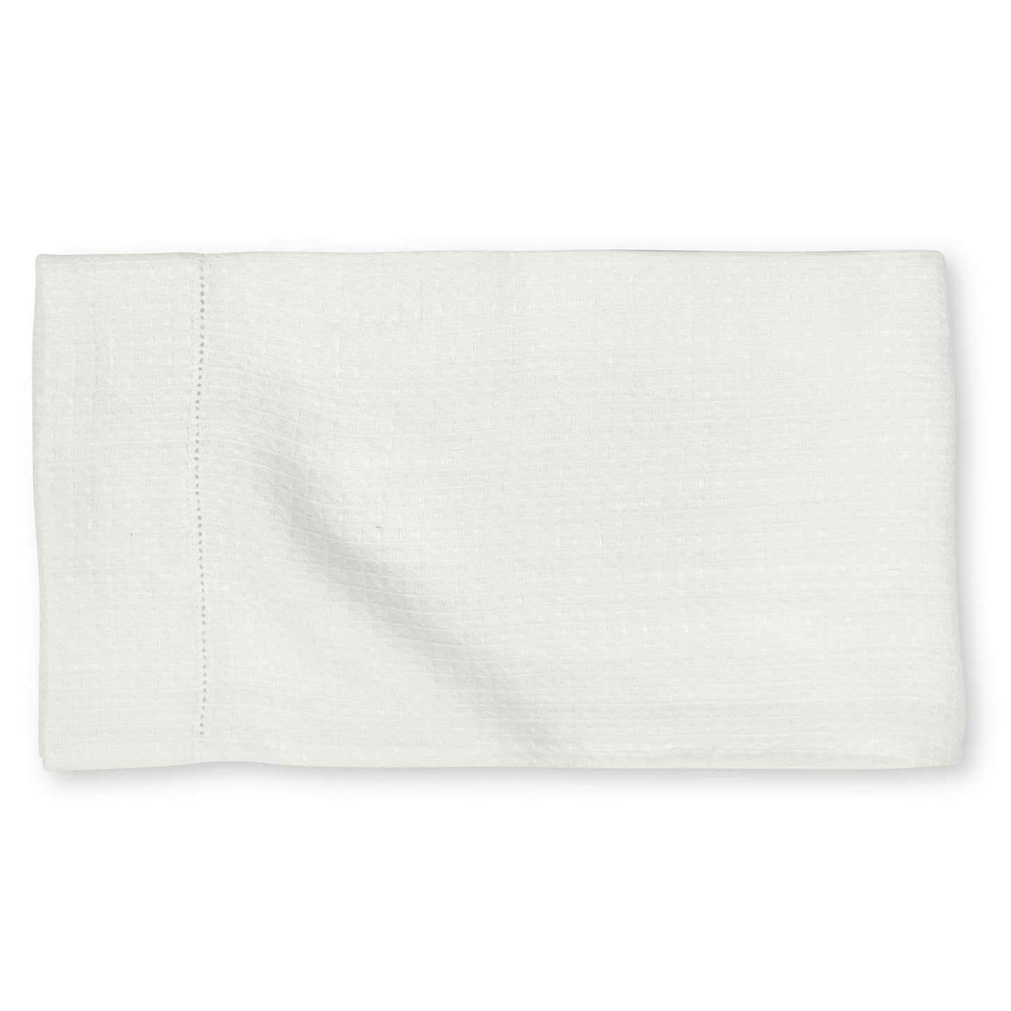 Liège Hand Towel in Ivory White Waffle with White Hemstitch