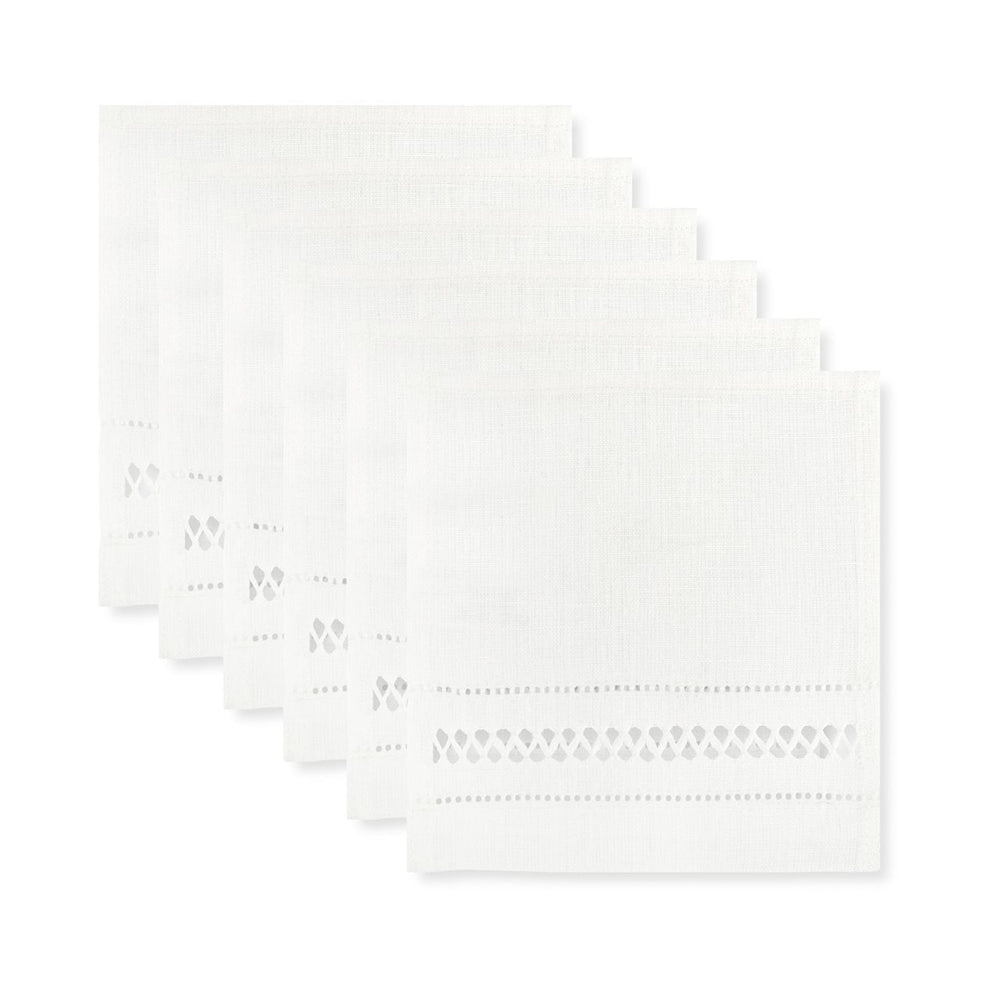Set of 6 Diamond Stitch Square Cocktail Napkins