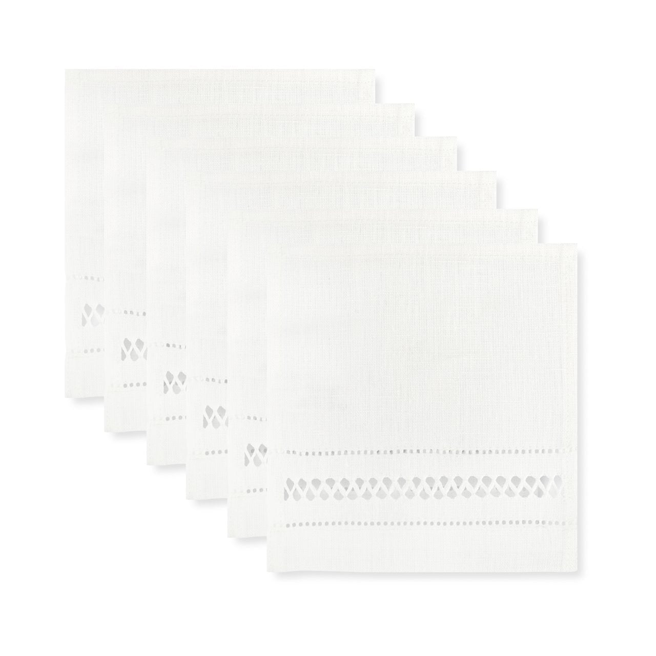 Set of 6 Diamond Stitch Square Cocktail Napkins
