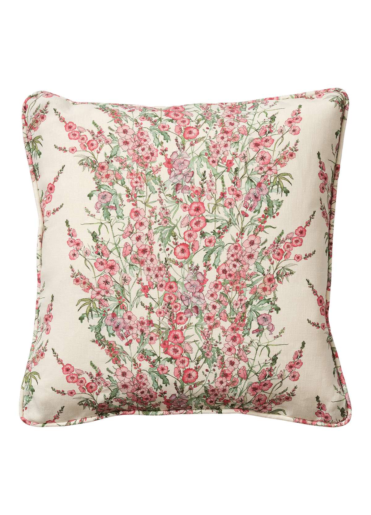 Square Sidalcea Cushion with Piping