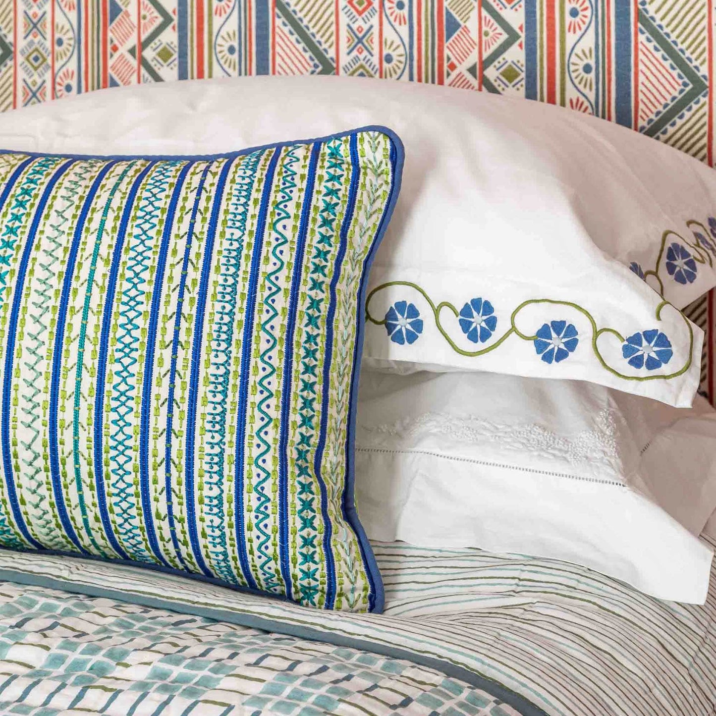 Capri Blue Green Oblong Cushion
