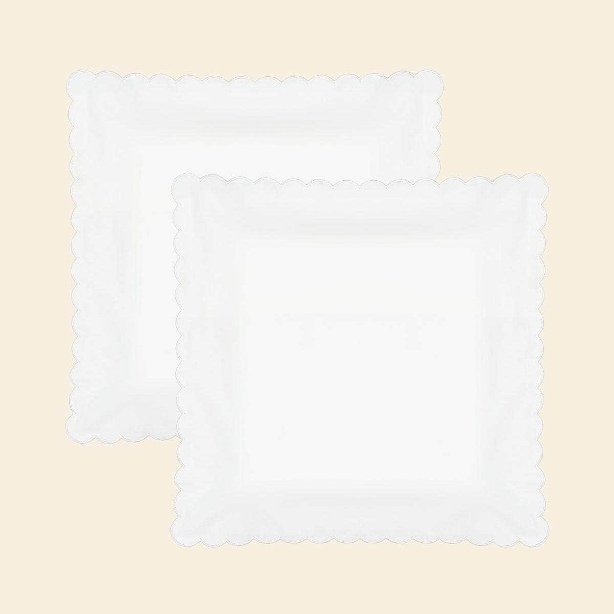 The Scalloped Pillowcases in White Cotton Percale (Set of 2)