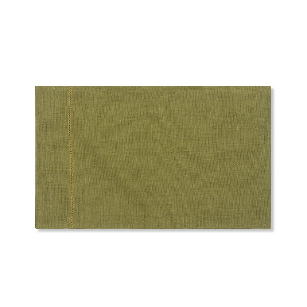 Fern Green Hand Towel with Ochre Hemstitch
