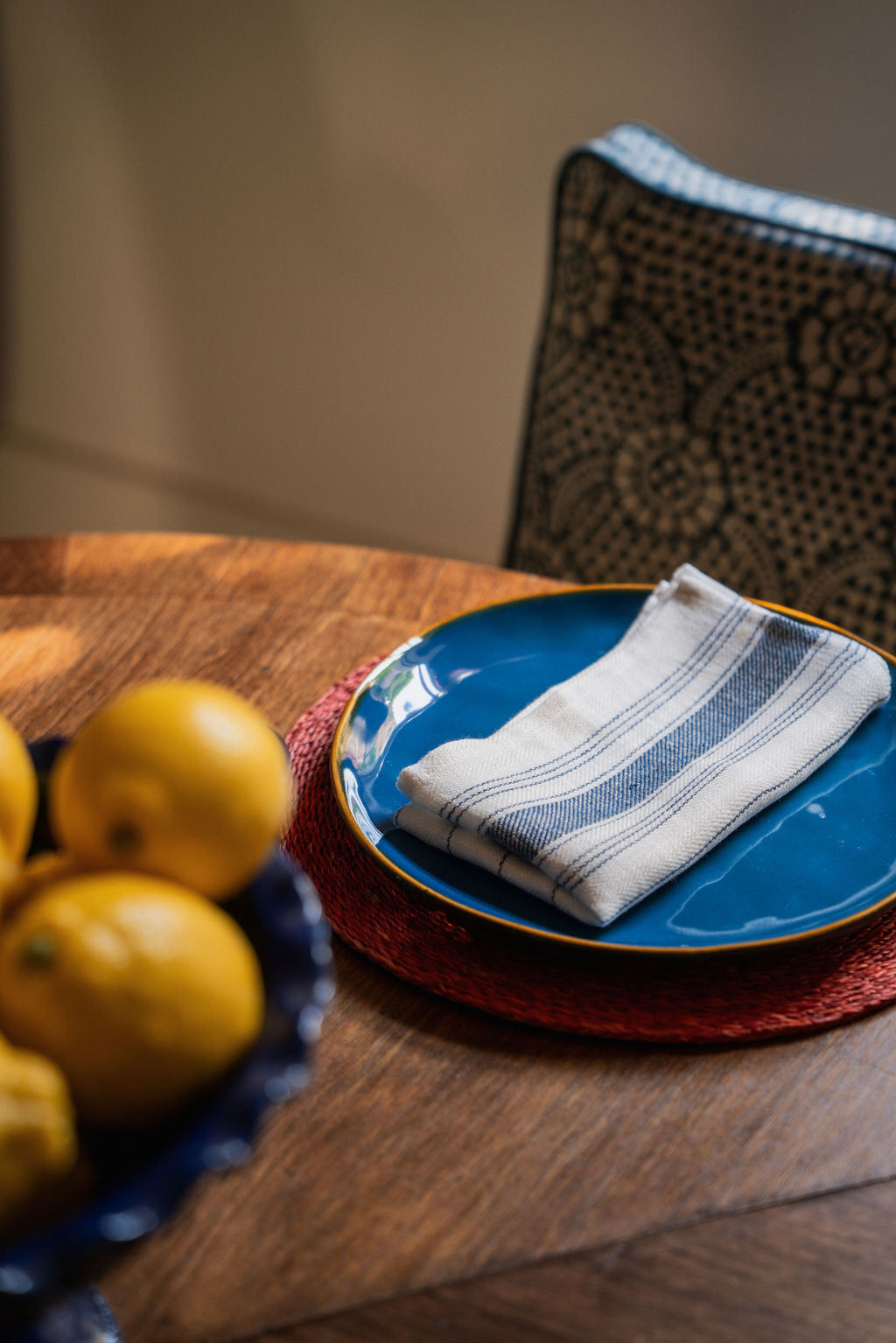 Set of 6 French Blue Stripe Napkins