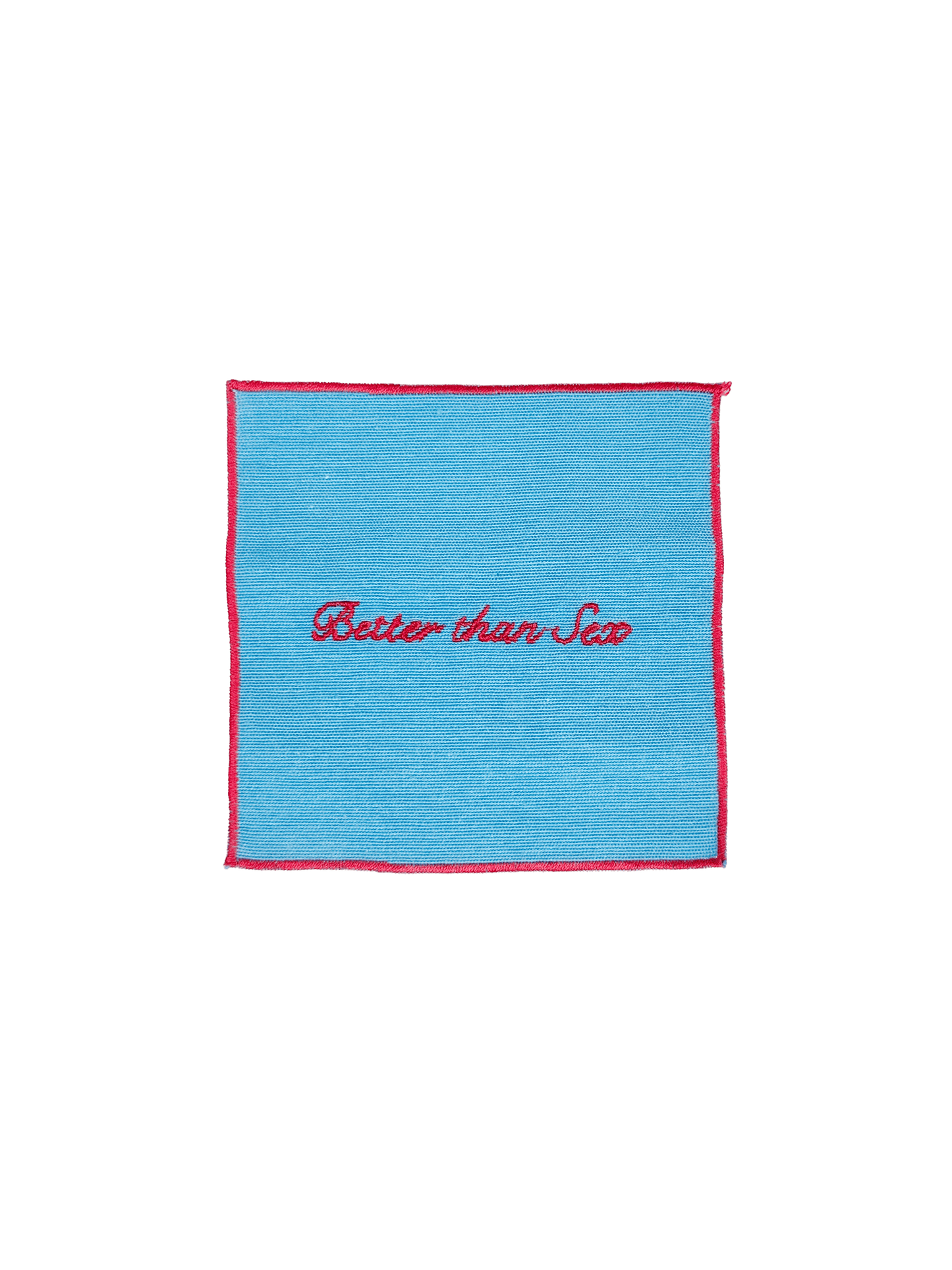 Set of 4 Cocktail Napkins - Light Blue and Red