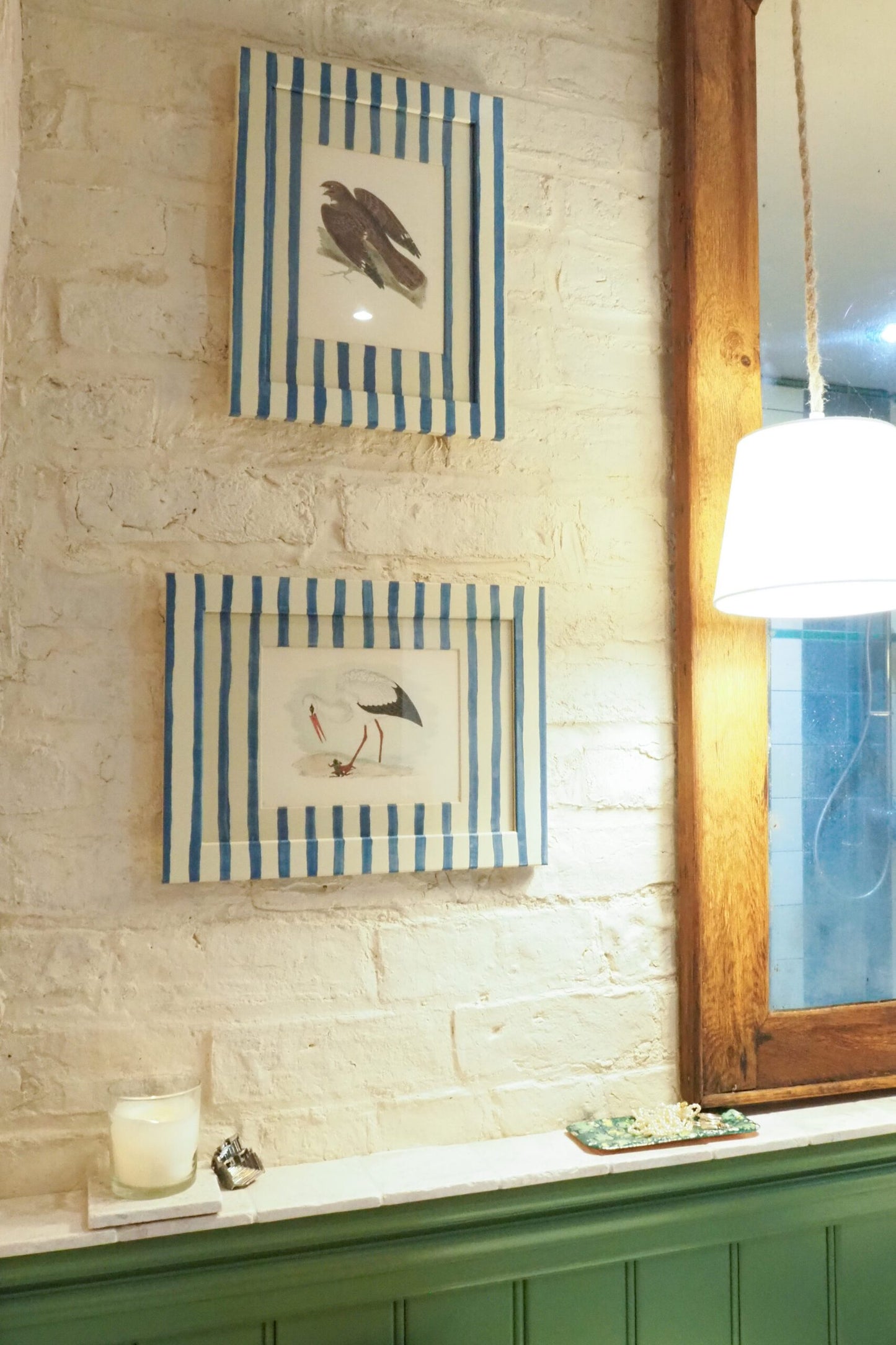 Antique Bird in Hand Painted Frame