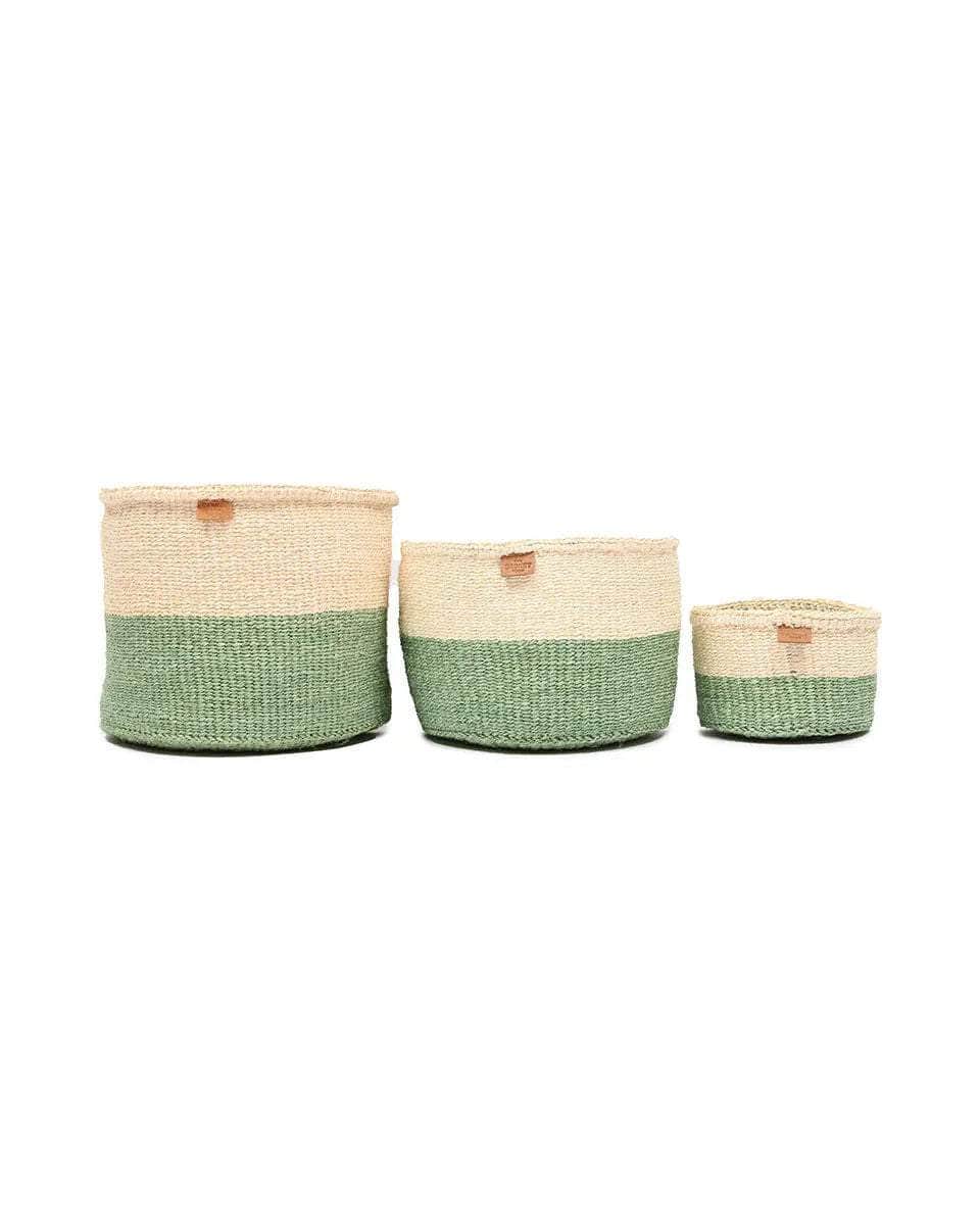 WILAYA: Green Colour Block Woven Basket