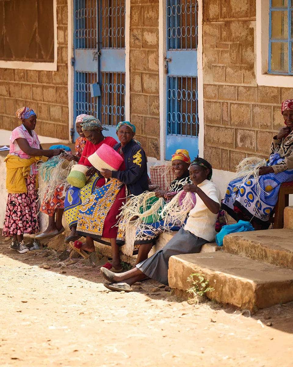 WILAYA: Green Colour Block Woven Basket