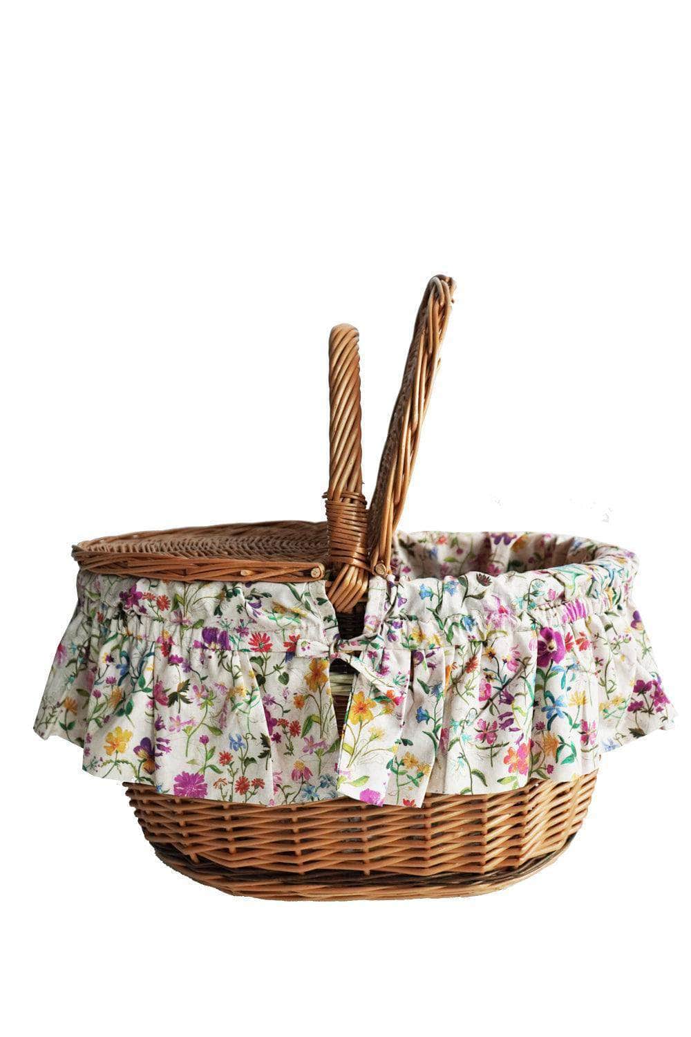 Oval Picnic Basket Made With Liberty Fabric Linen Garden