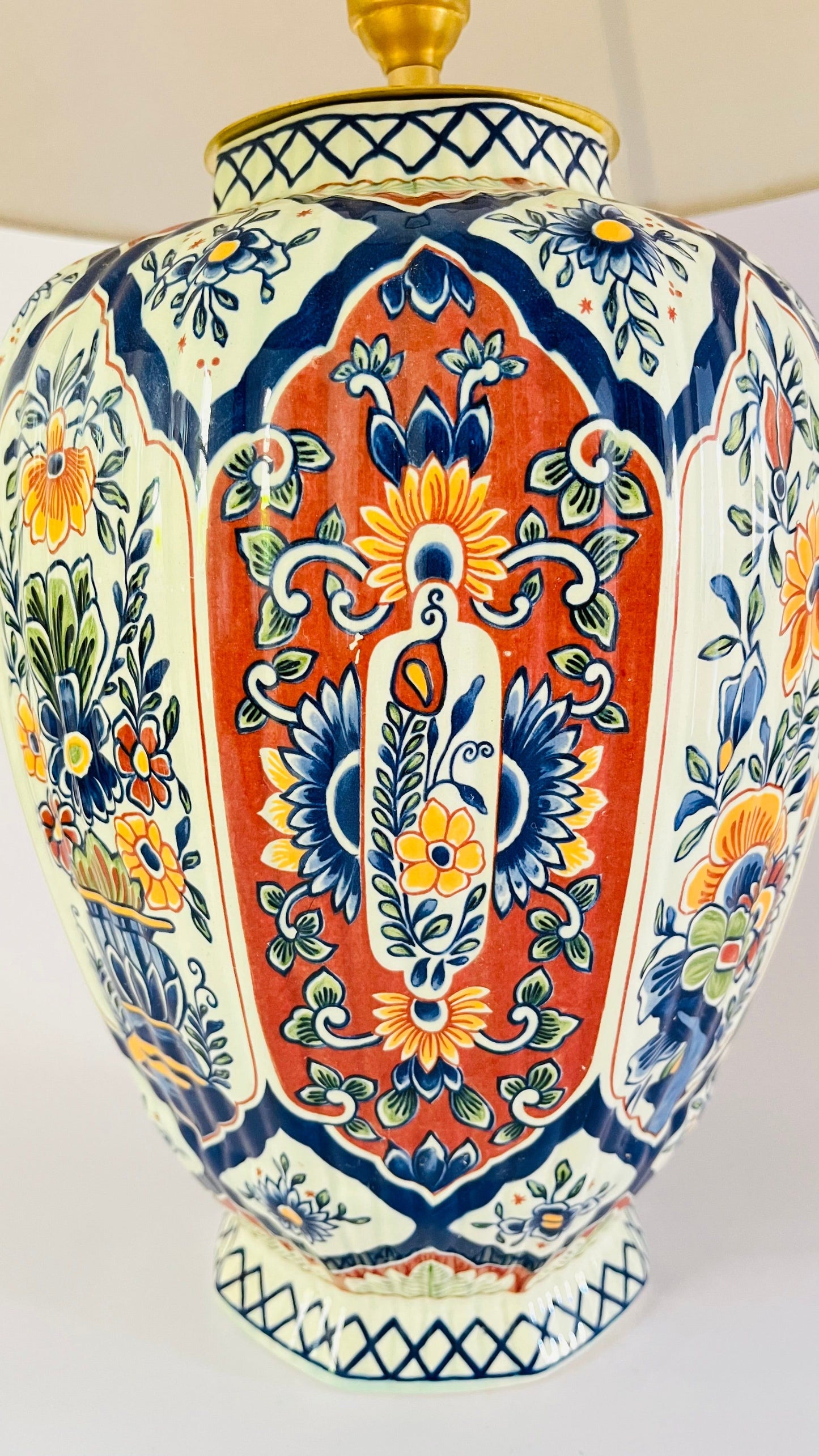 Large Antique Boch Bruges Lamp