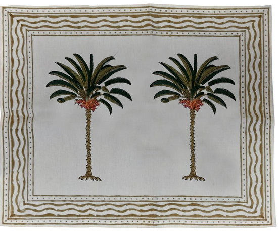 Handpainted Cotton Placemats Palm Set of 2