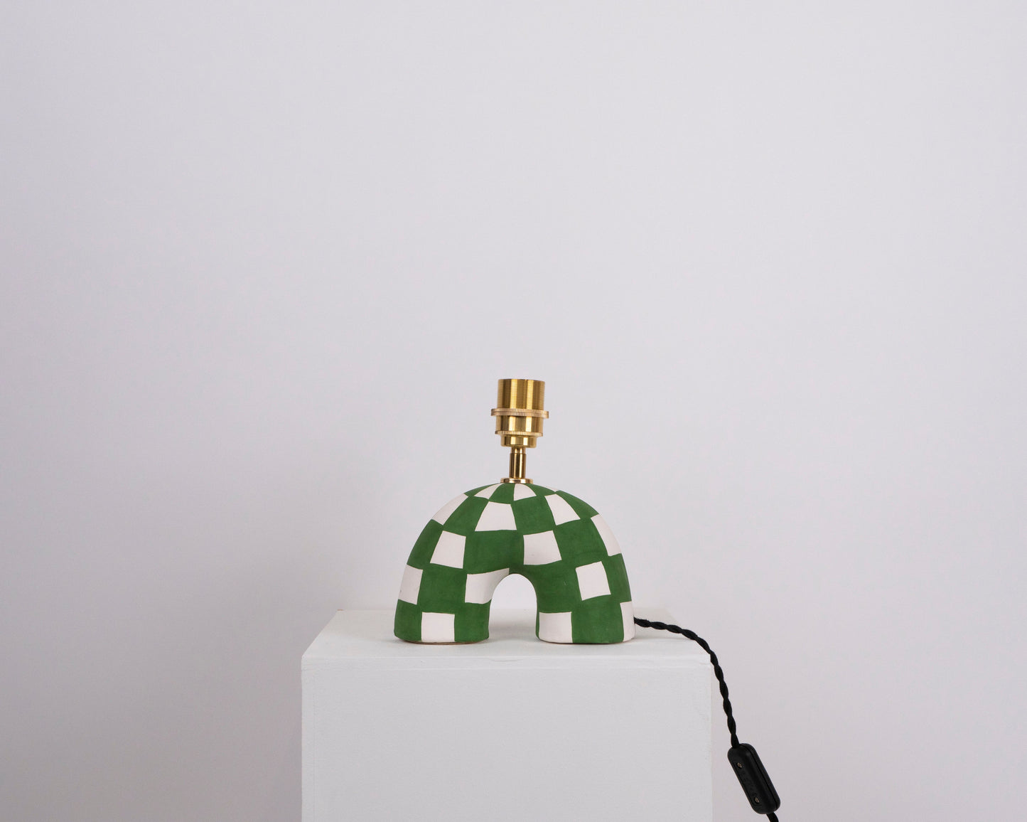 'Me' Table Lamp - Forest Green Checkerboard