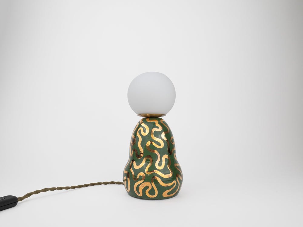 'Wiggle' Table Lamp w/ Bulb - Green & Gold