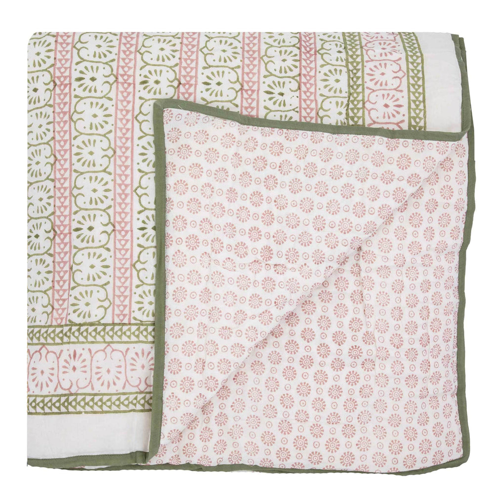 Double Azalea Quilt Pink Green