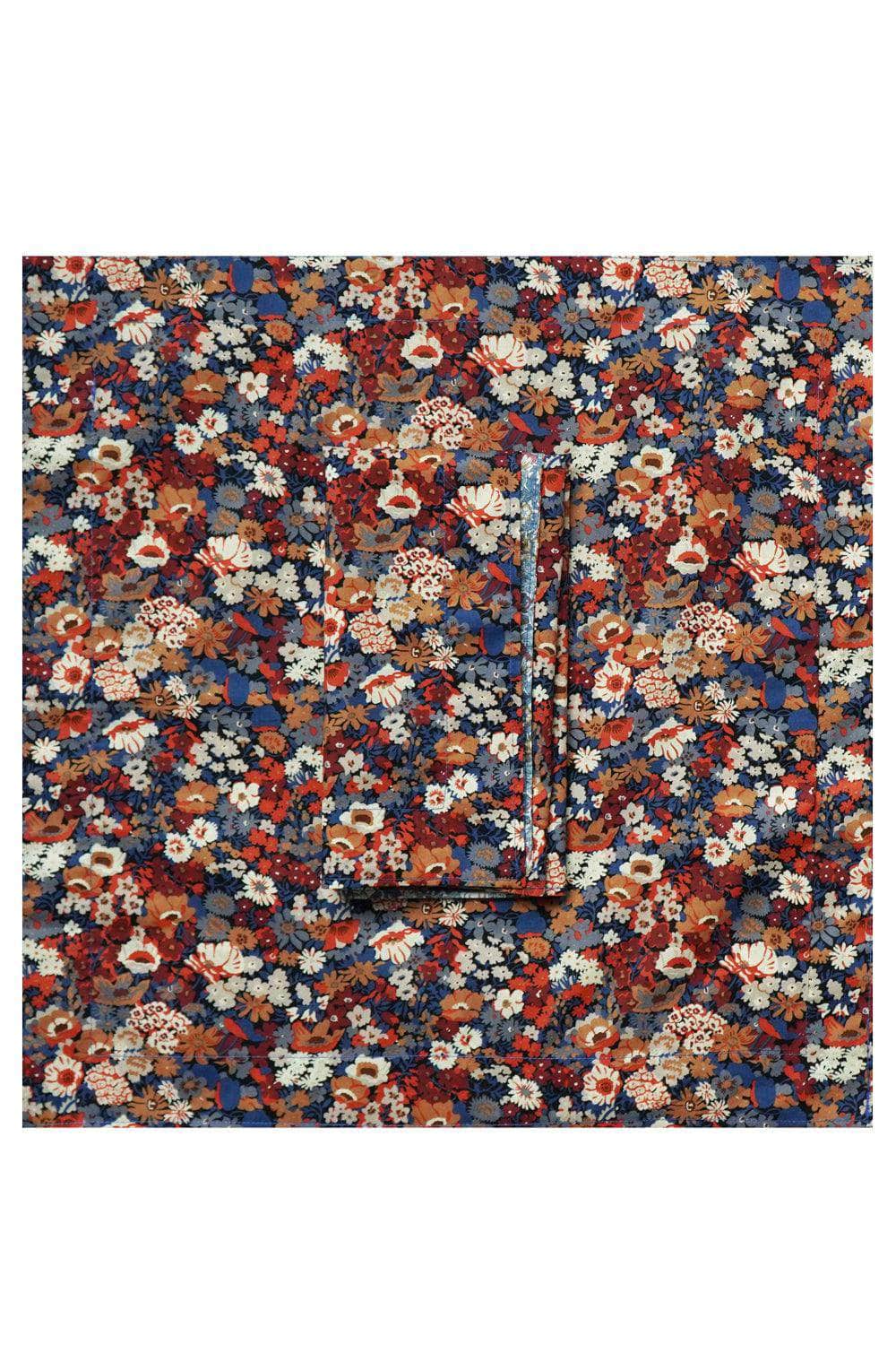 Reversible Wavy Napkin Set Made With Liberty Fabric Thorpe Rust & Strawberry Thief Spring Blue