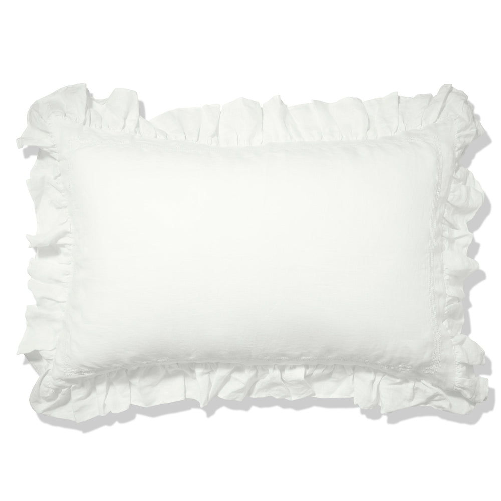 Ruffle Pillowcase Ivory White
