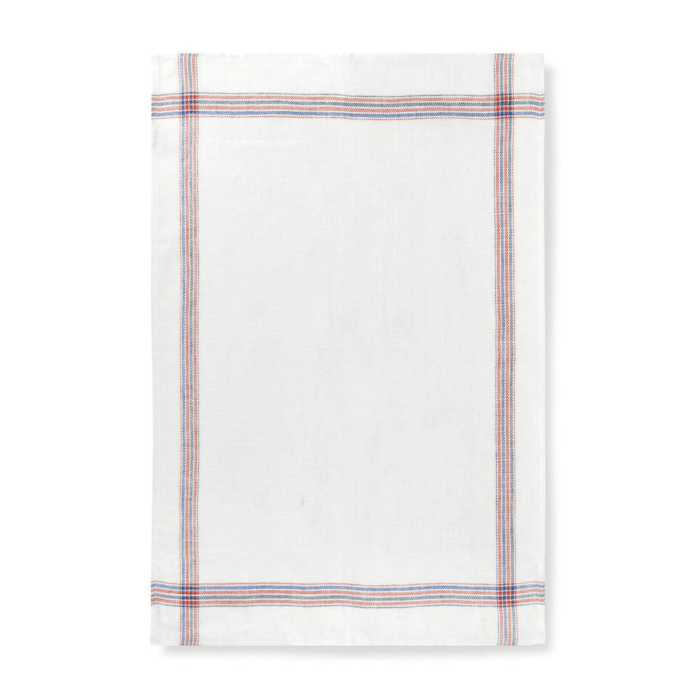 Set of 3 Kitchen Towels in French Red & Blue