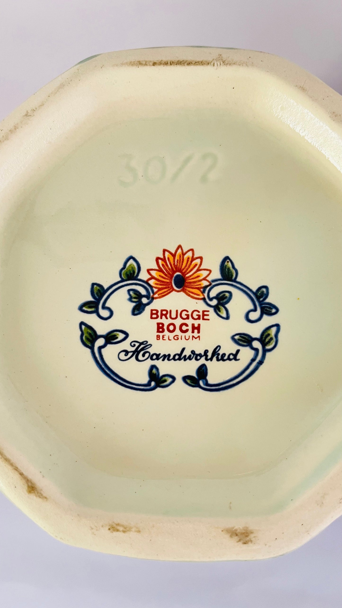 Large Antique Boch Bruges Lamp