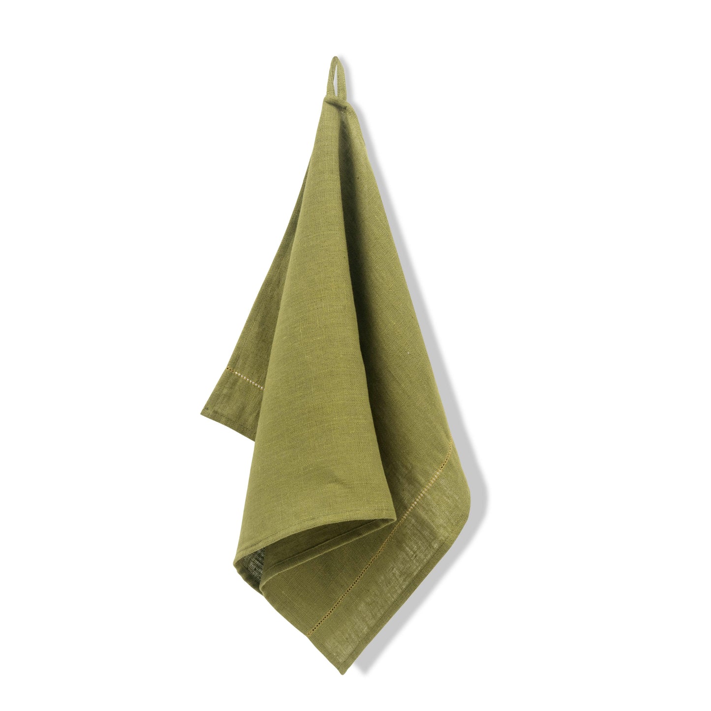 Fern Green Hand Towel with Ochre Hemstitch