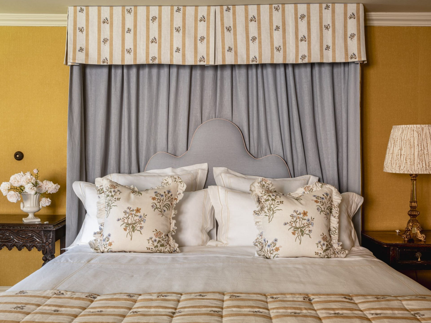 Flax & Field Flower Print Cushion with Frill