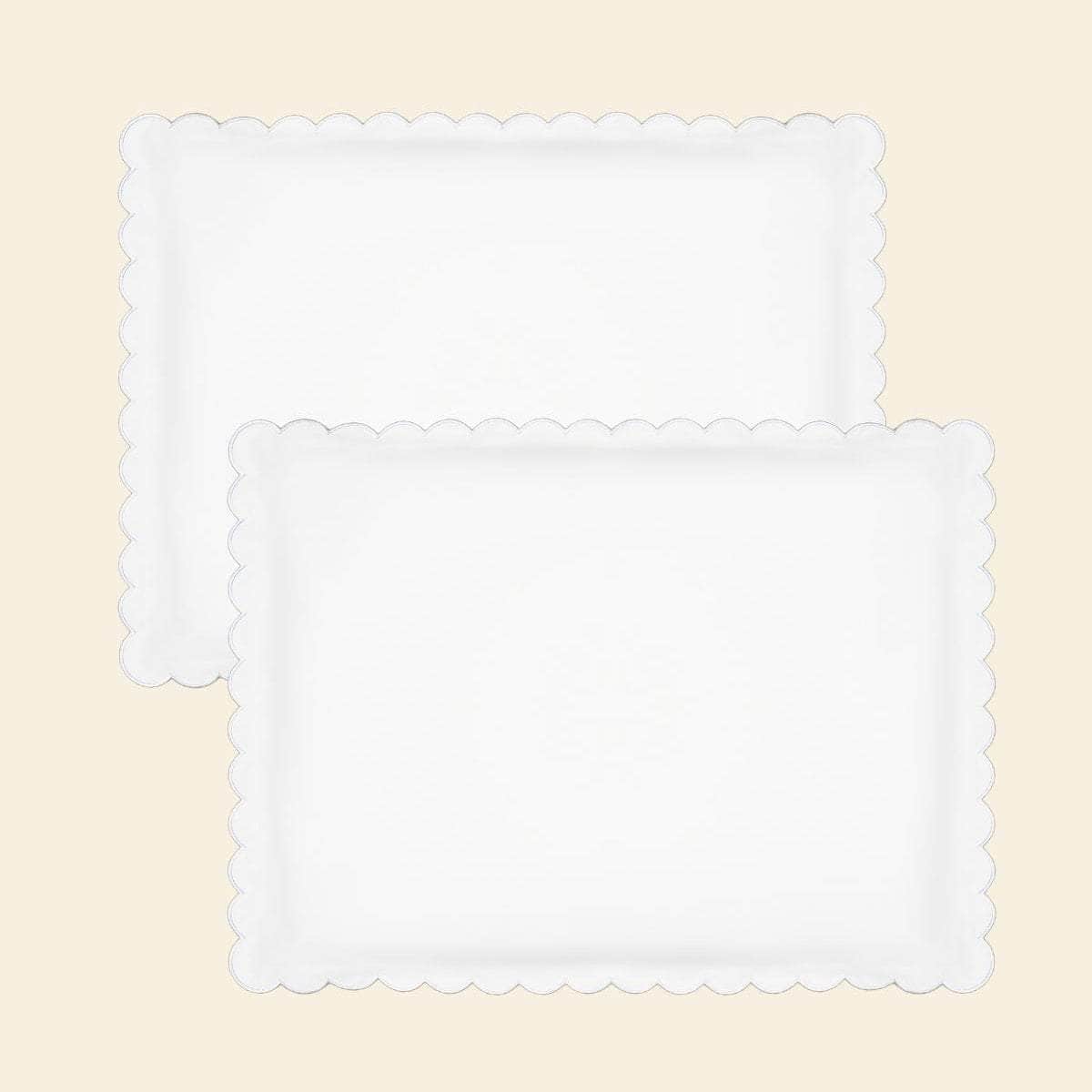 The Scalloped Pillowcases in White Cotton Percale (Set of 2)