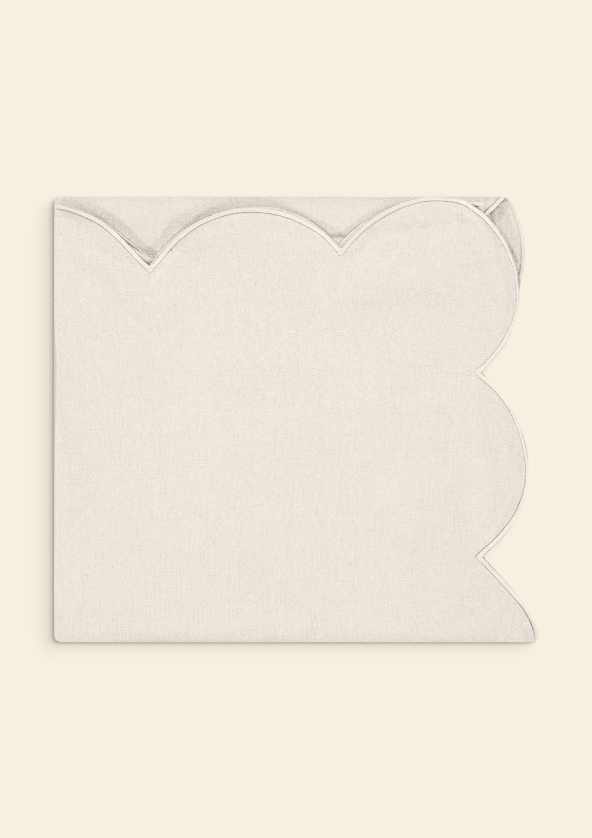 Scalloped Linen Tablecloth In Ivory