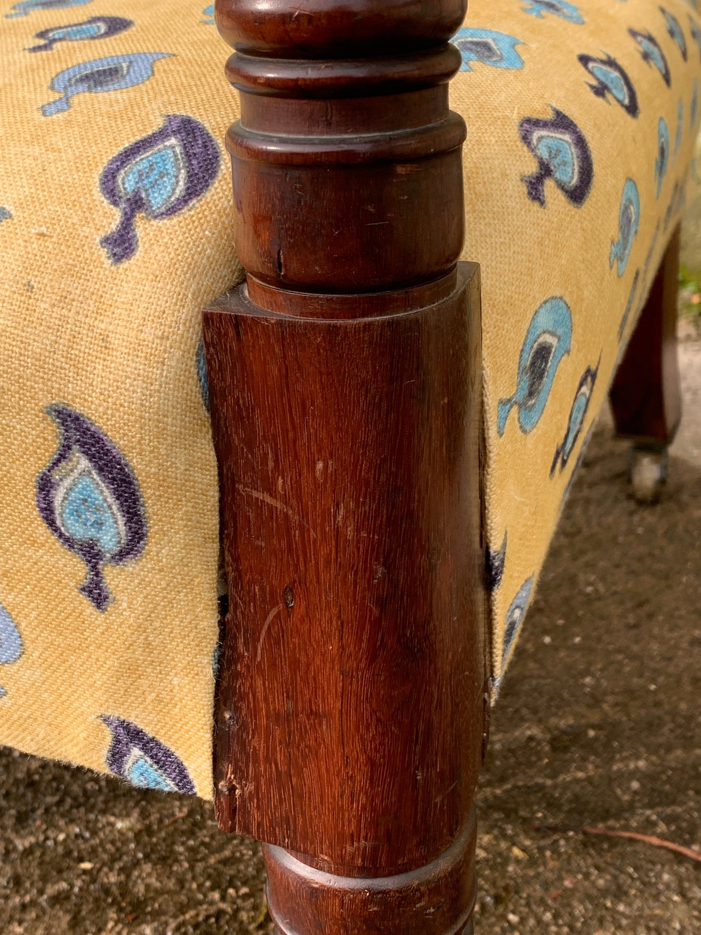 RUBY – Antique Statement Open Arm Armchair in Robert Kime fabric