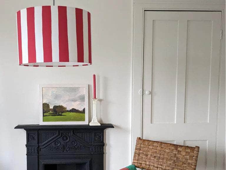 Jam red & white stripe printed shade