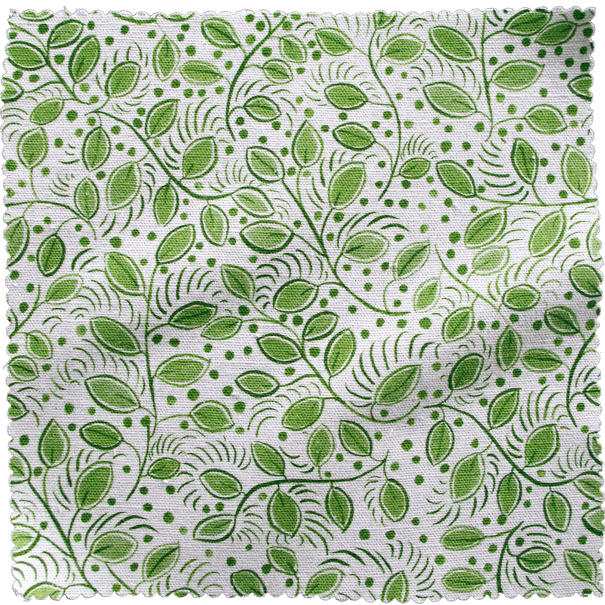 Printed Little Leaves Fabric - Green