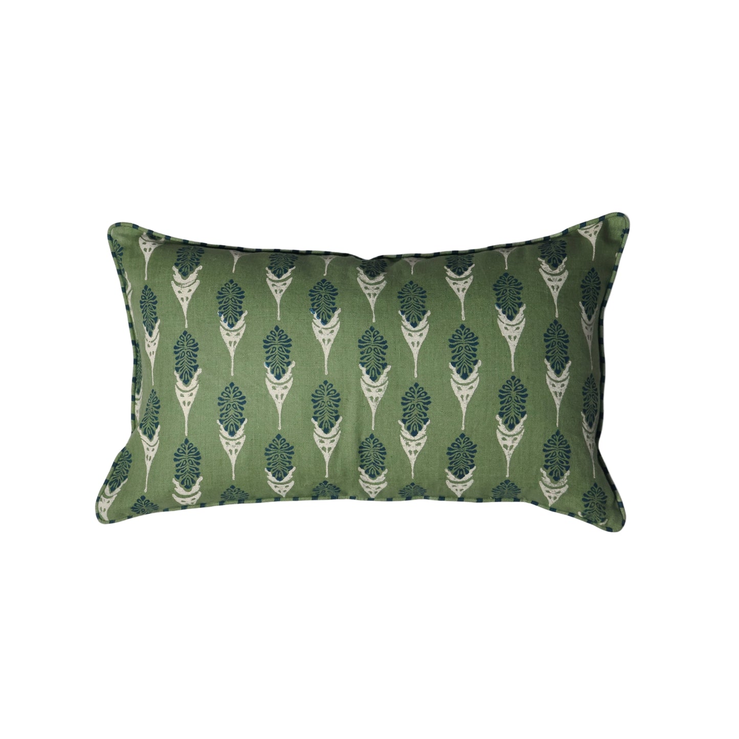 Bahaar Lumbar Throw Pillow Cover - Oil Green