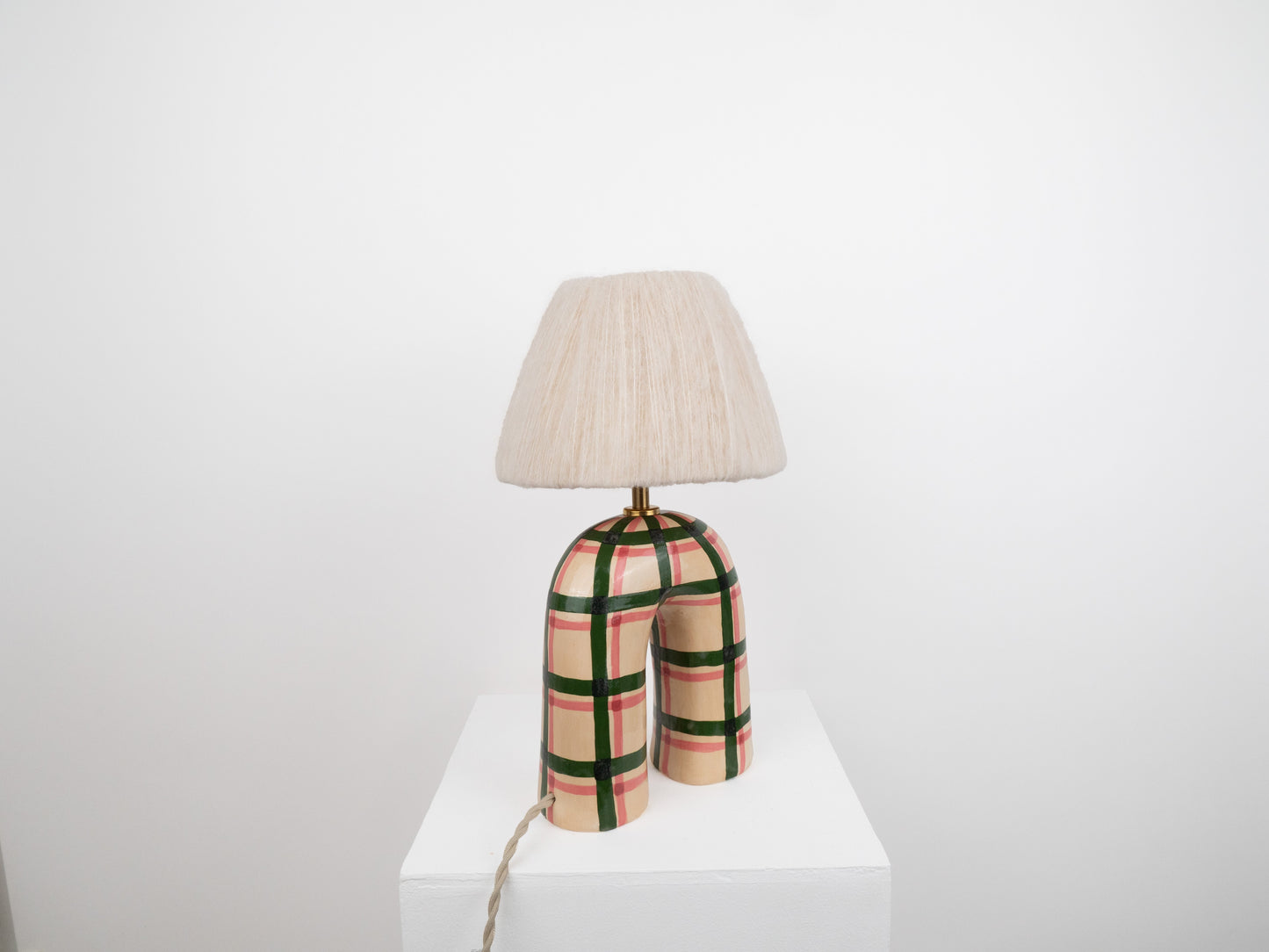 'You' Table Lamp - Green Gingham