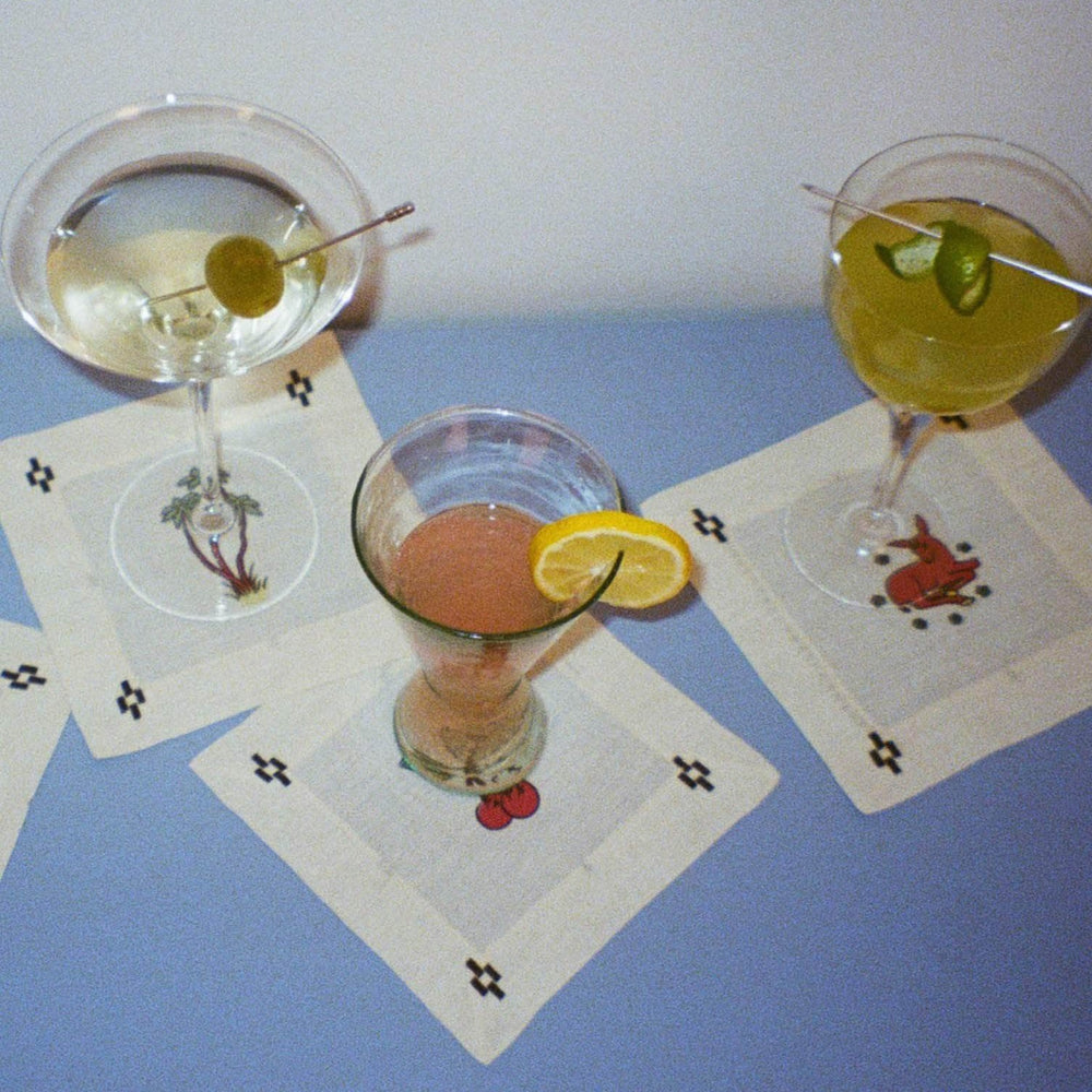 Re-Work Cocktail Napkins in Black Interior Print- Set of Six