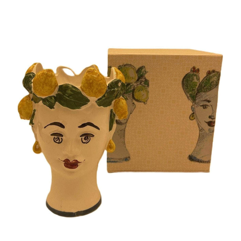 Handpainted Ceramic Candle Woman Head Lemon
