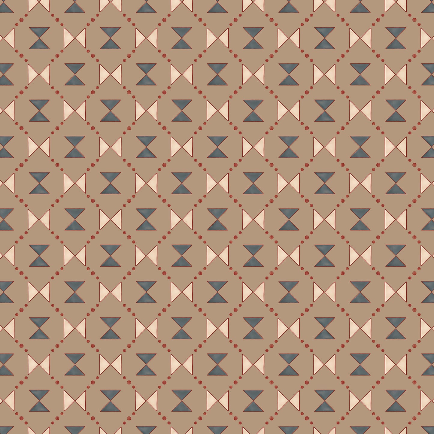 Bow Tie Quilt - Beige and Steel Grey