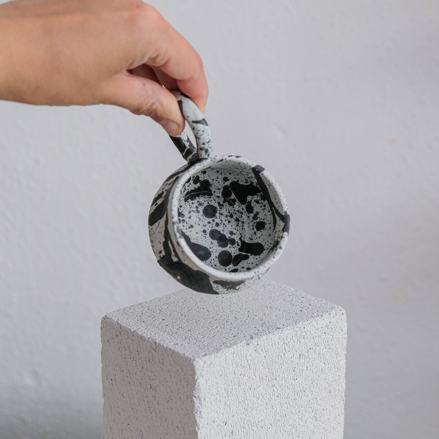 Dalmata S - Porcelain Macchiato Cup - Brush Strokes Black - Set of 2