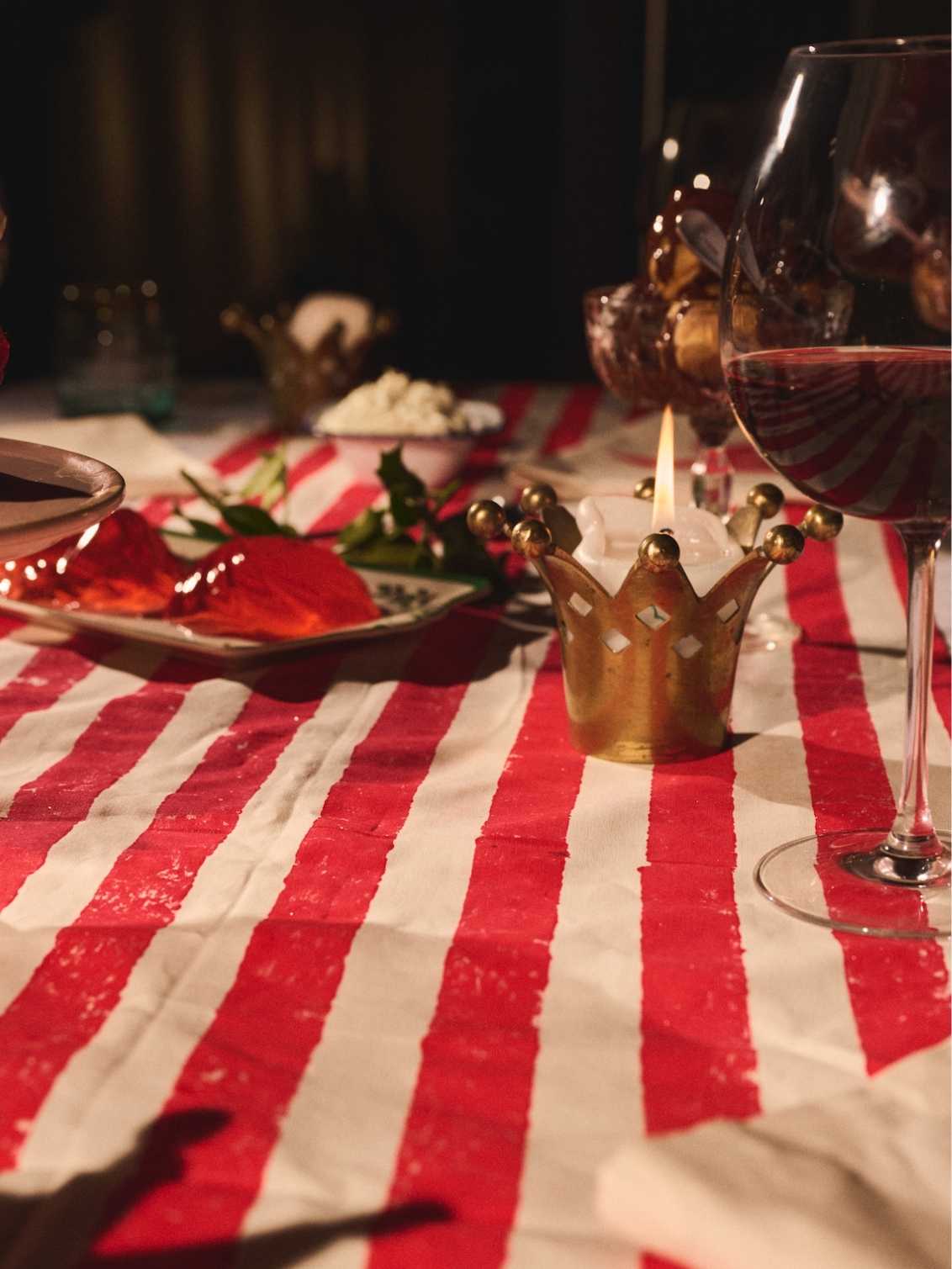 Christmas Red Stripe Tablecloth