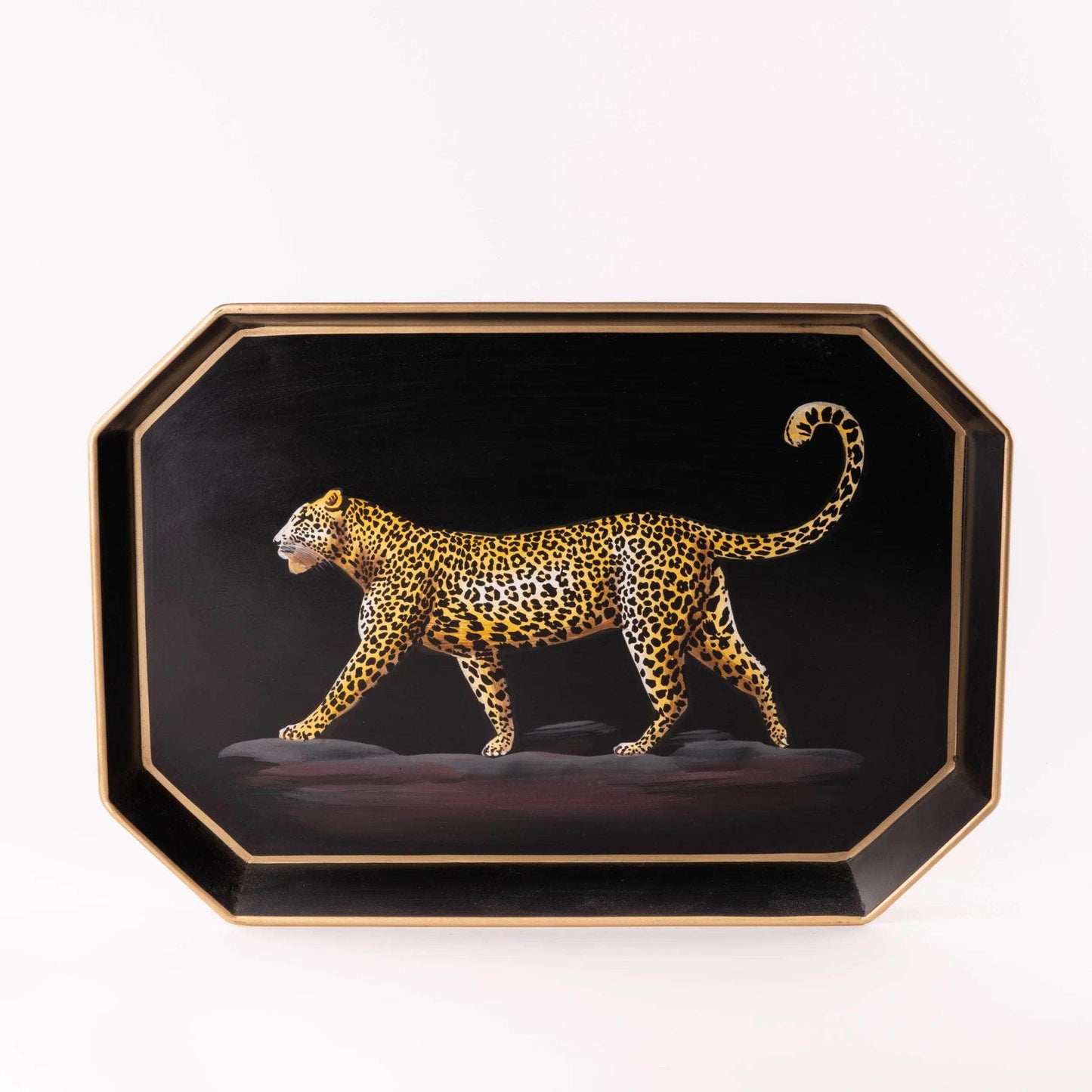 Fauna Hand-Painted Iron Tray - Leopard