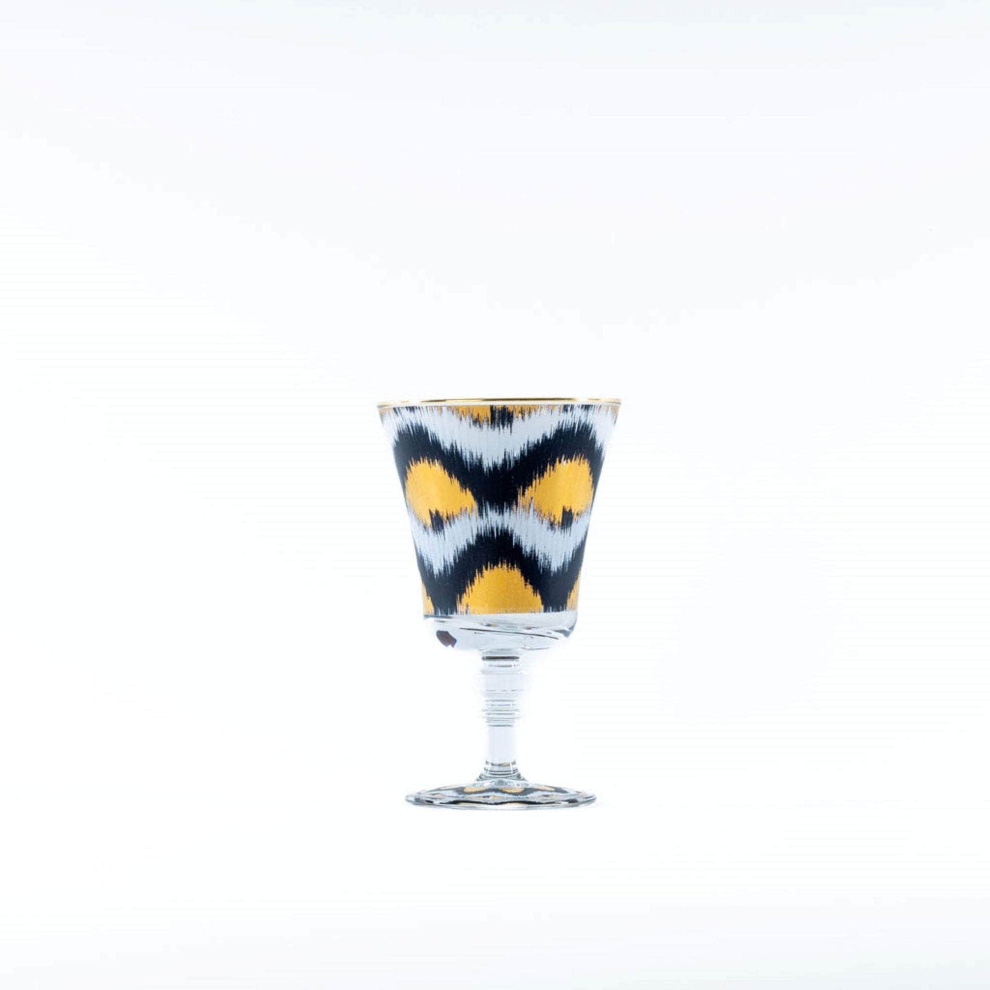 Ikat Gold Glasses - Black Goblet Set of 4